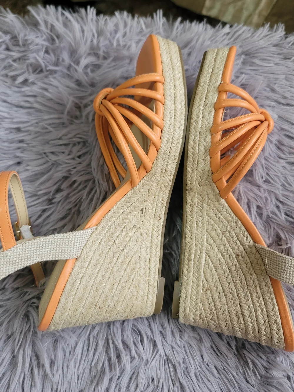 Liz Claiborne Coral Strappy Espadrille Wedges with Ankle Strap